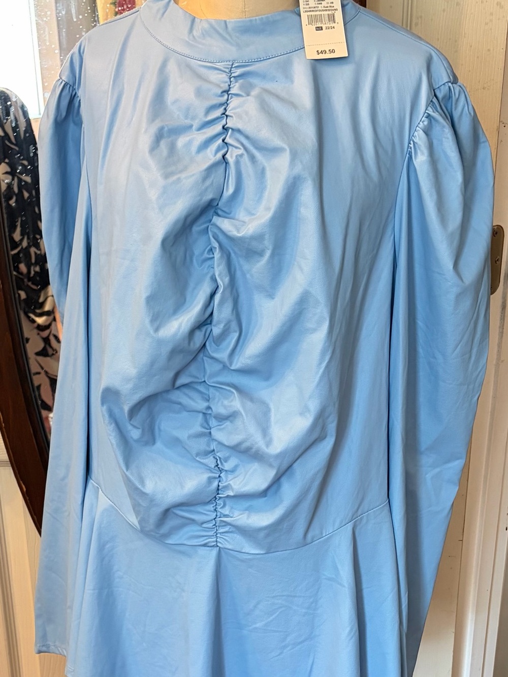 Ashley Stewart- Light Blue Ruched Long Sleeve Top size  size 22/24